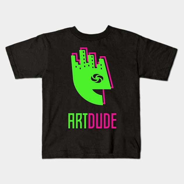 YourArtDude Logo In Lime And Magenta Kids T-Shirt by yourartdude